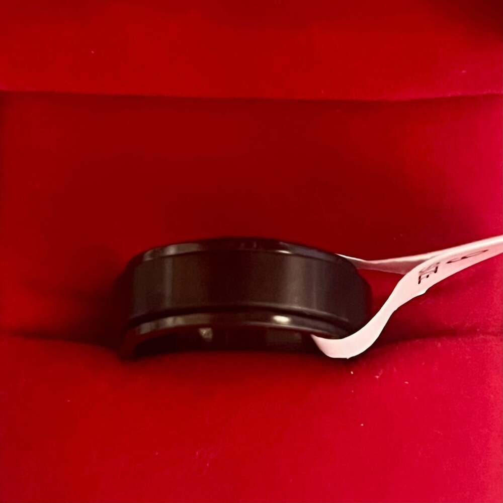 Black Titanium Steel Spinner Ring Size 9 Beveled Edge Band Size 9